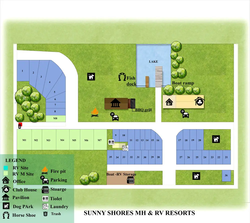 Sunny Shores MH & RV Resort park map
